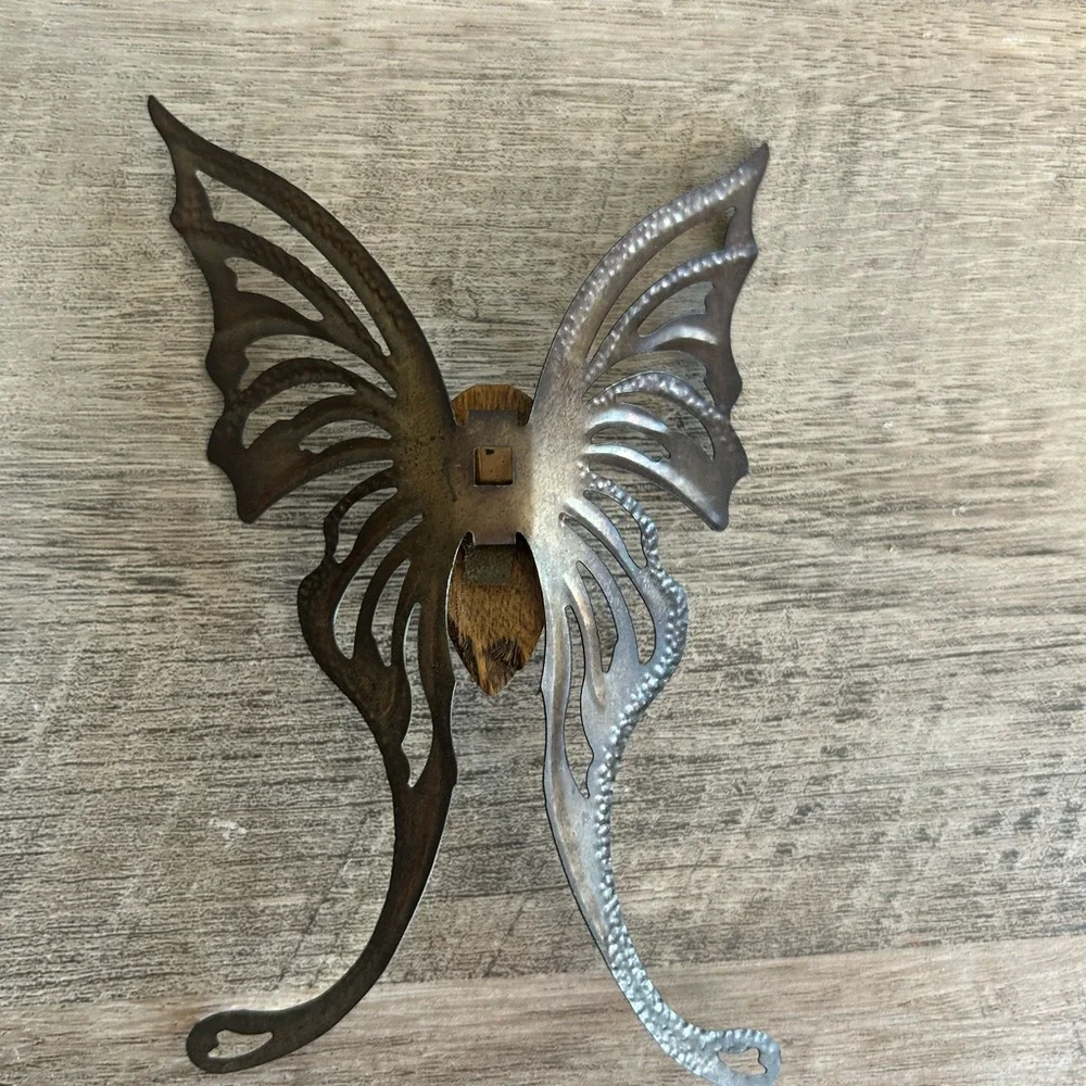 VINTAGE HOMCO BUTTERFLY BRASS WOOD WALL‎ PLAQUES HANGINGS HOME INTERIOR